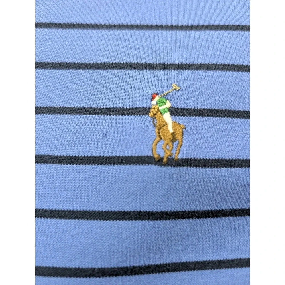 Polo Ralph Lauren Shirt Mena XL Blue Striped Pima Soft Touch Short Sleeve Polo